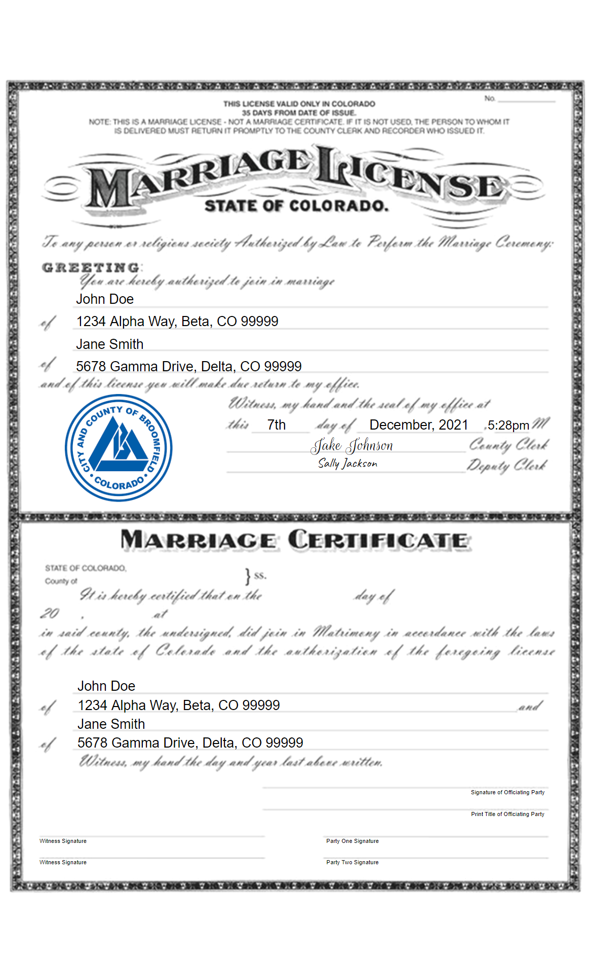 How to obtain a marriage license in ridgecrest